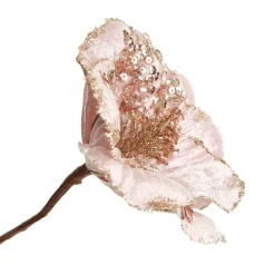 Pink Velvet Magnolia Flower with Champagne Sequin Tips Outlet