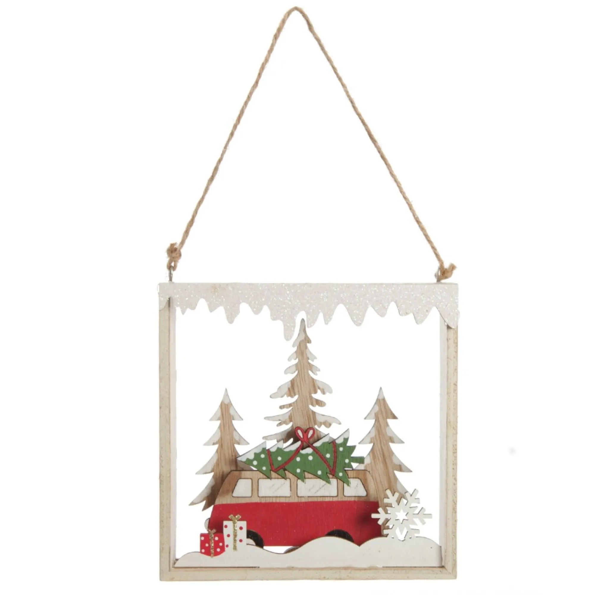Plywood Winter Combi Christmas Scene Hanging Tree Decoration Online