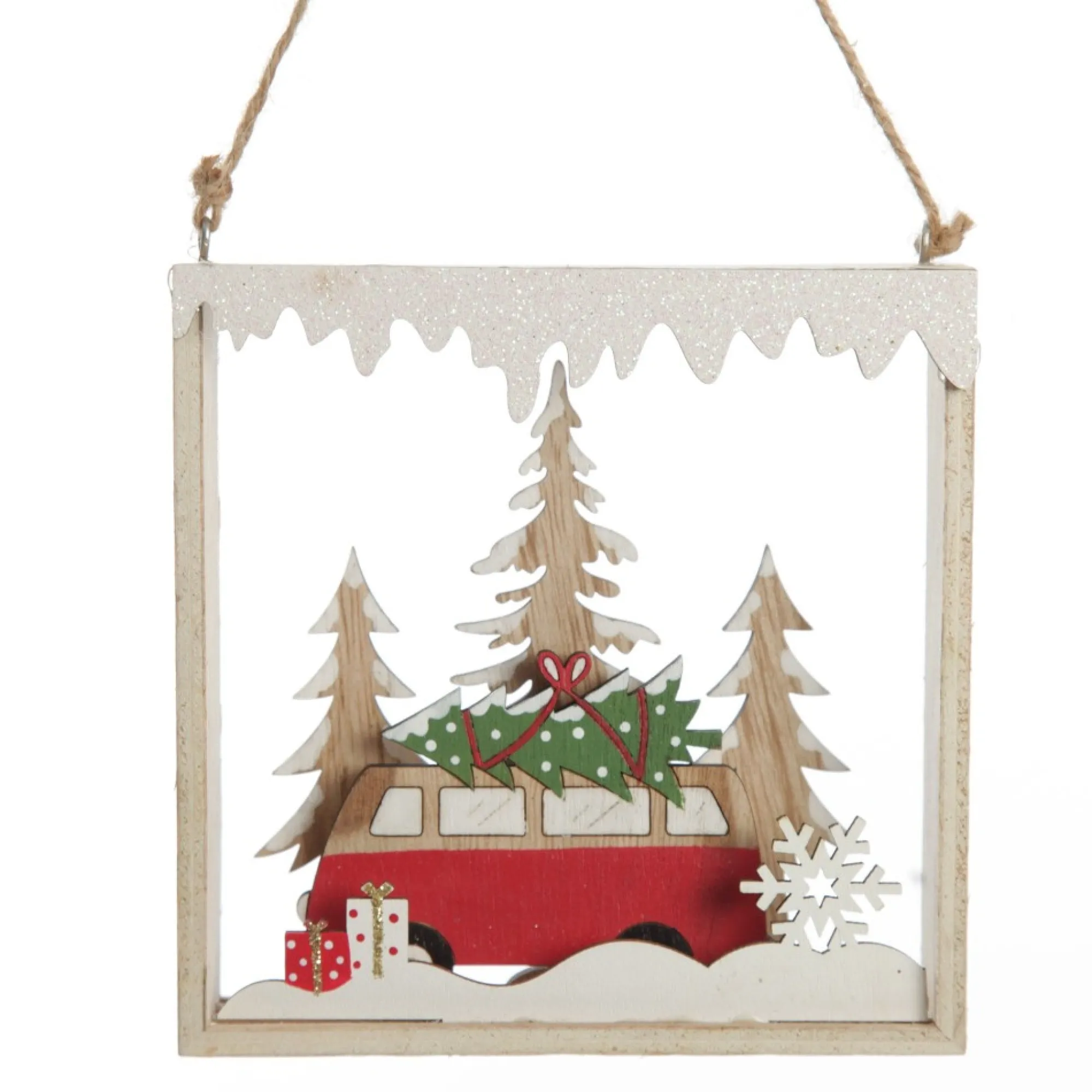 Plywood Winter Combi Christmas Scene Hanging Tree Decoration Online