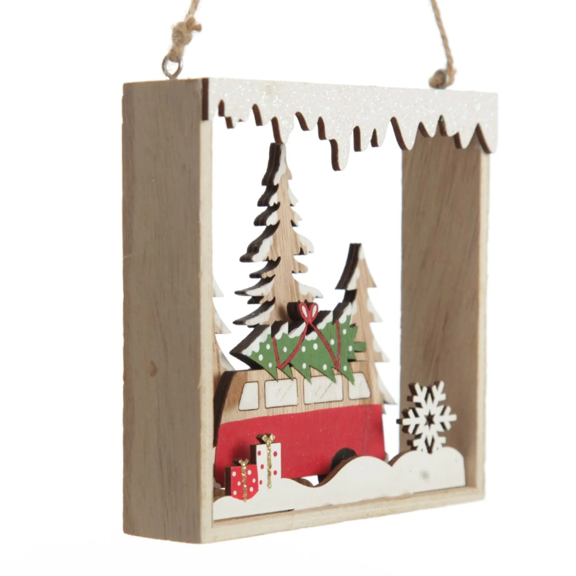 Plywood Winter Combi Christmas Scene Hanging Tree Decoration Online