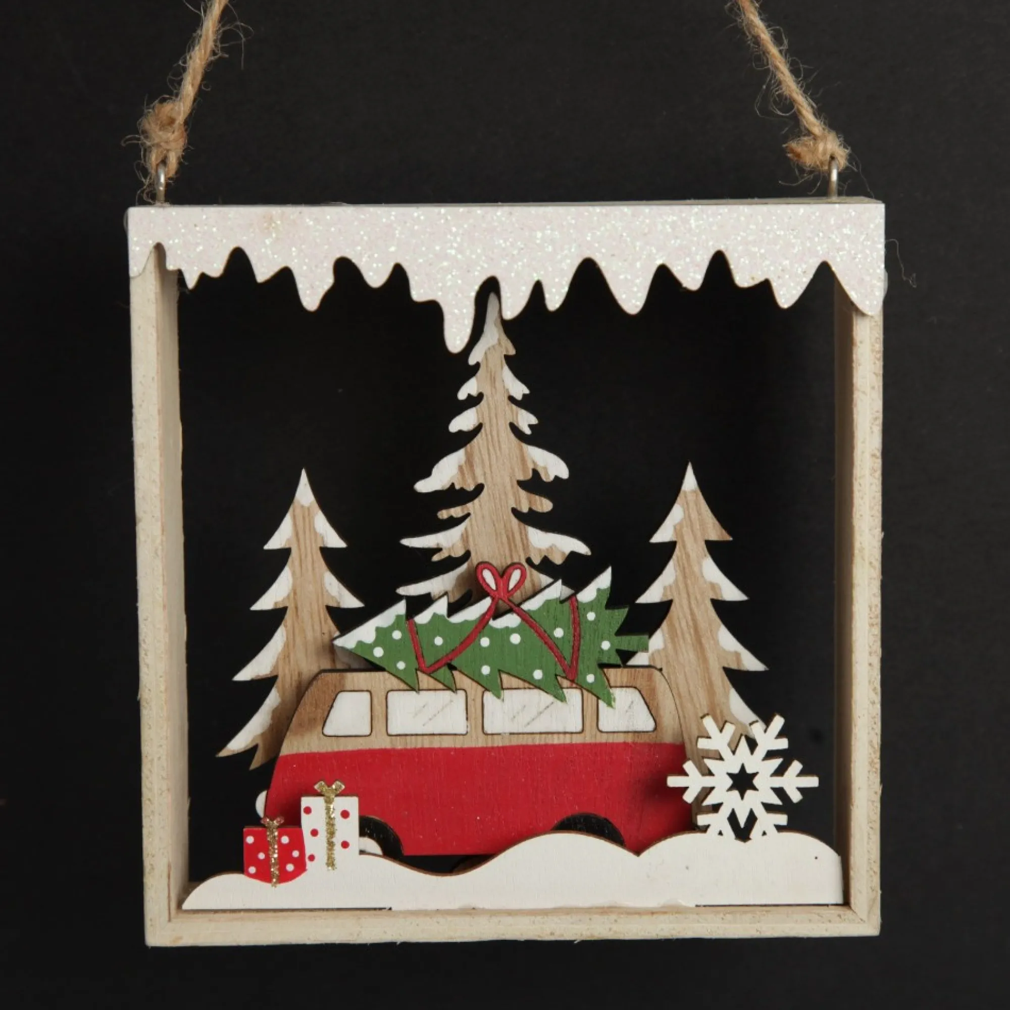 Plywood Winter Combi Christmas Scene Hanging Tree Decoration Online