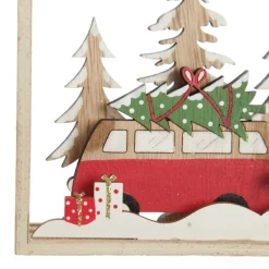 Plywood Winter Combi Christmas Scene Hanging Tree Decoration Online