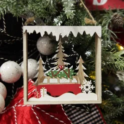 Plywood Winter Combi Christmas Scene Hanging Tree Decoration Online