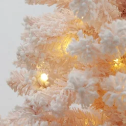 Pre-lit Snow Flocked Pink Fir Christmas Tree Outlet