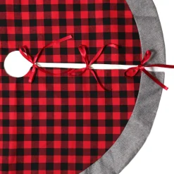 Red and Black Buffalo Check Christmas Tree Skirt Hot