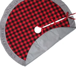 Red and Black Buffalo Check Christmas Tree Skirt Hot