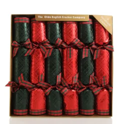 Red and Green Christmas Bon Bons with Tartan Ribbon Outlet