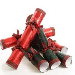 Red and Green Christmas Bon Bons with Tartan Ribbon Outlet