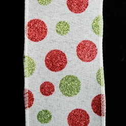 Red and Green Dots Wired Christmas Ribbon Outlet
