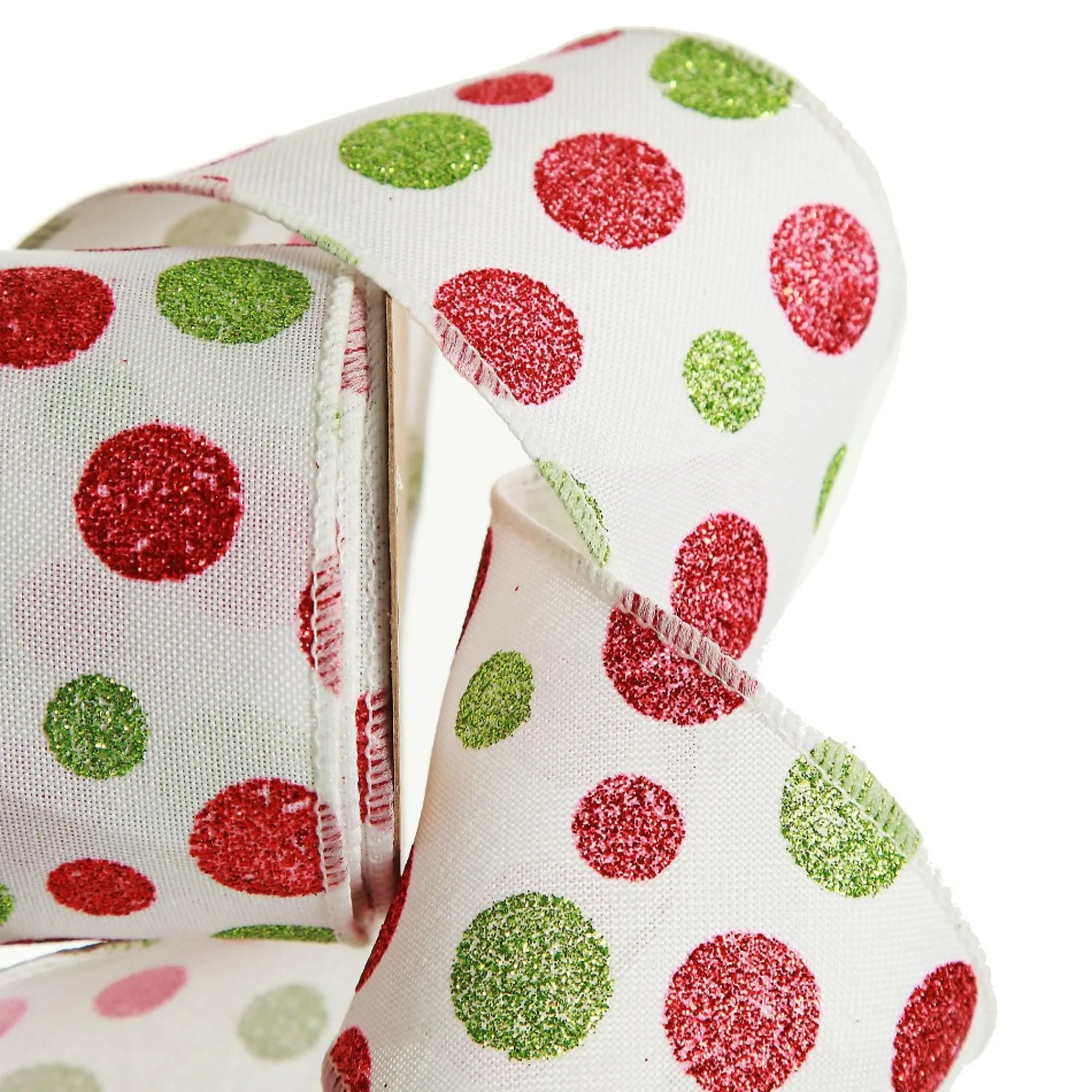 Red and Green Dots Wired Christmas Ribbon Outlet