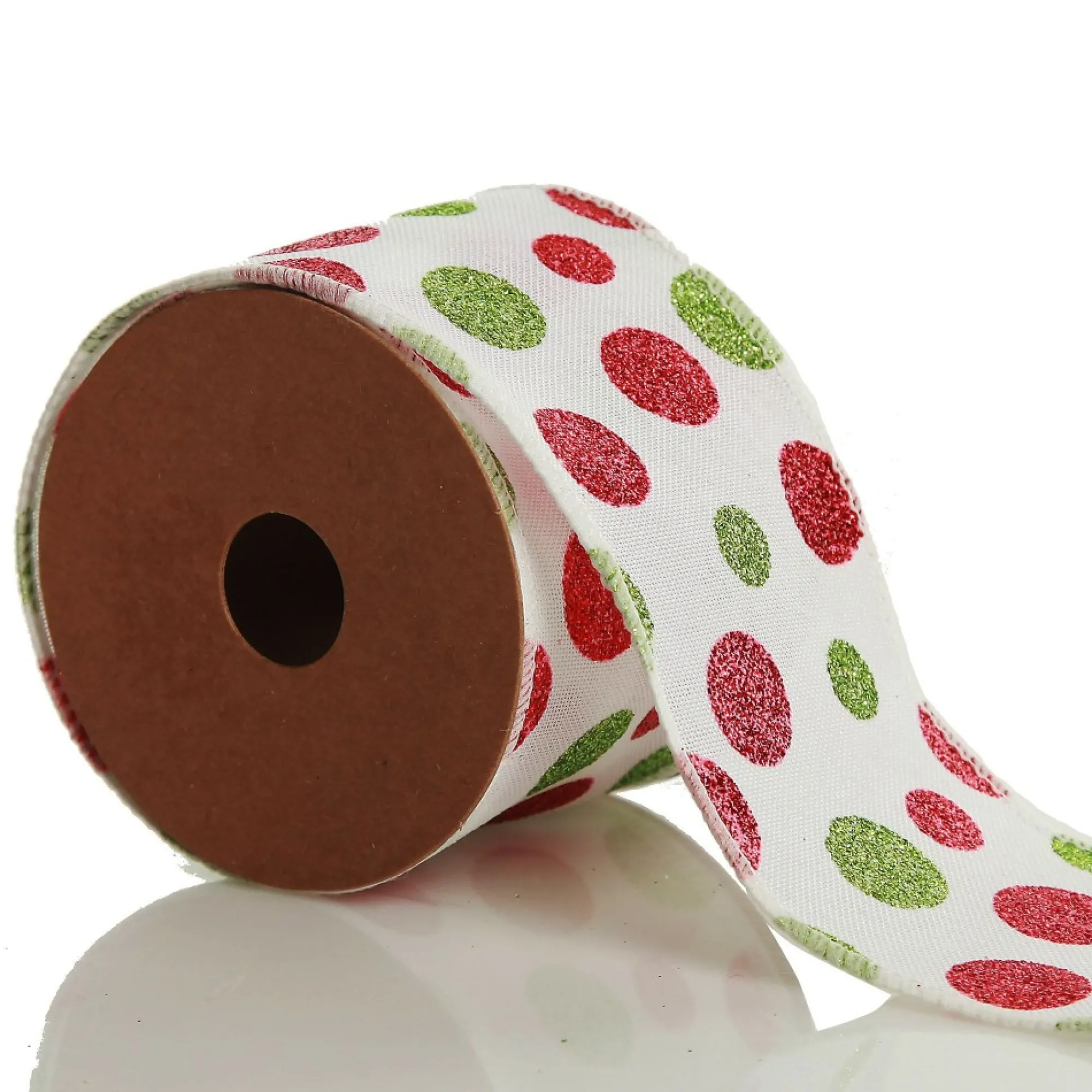 Red and Green Dots Wired Christmas Ribbon Outlet