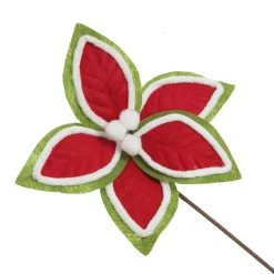 Red and Green Felt Flower Stem with Fur Trim Sale