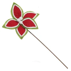 Red and Green Felt Flower Stem with Fur Trim Sale