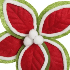 Red and Green Felt Flower Stem with Fur Trim Sale