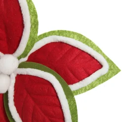 Red and Green Felt Flower Stem with Fur Trim Sale