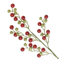 Red and Green Glitter Ball Christmas Pick Store