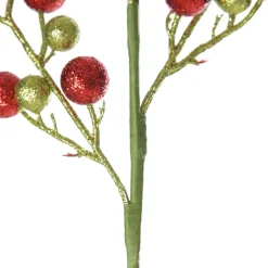 Red and Green Glitter Ball Christmas Pick Store