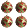 Red and Green Harlequin Christmas Baubles - Set of 4 Cheap