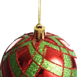 Red and Green Harlequin Christmas Baubles - Set of 4 Cheap