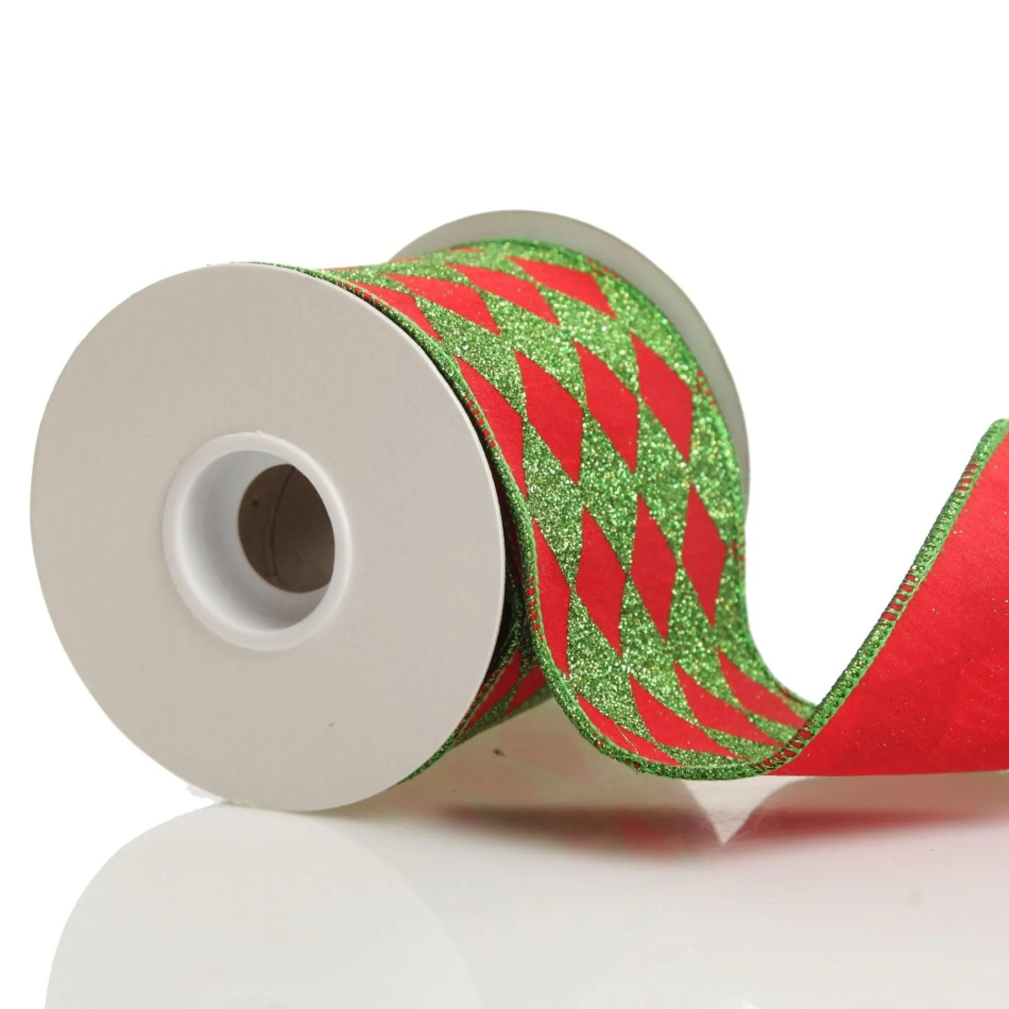Red and Green Harlequin Pattern Christmas Ribbon Garland Discount