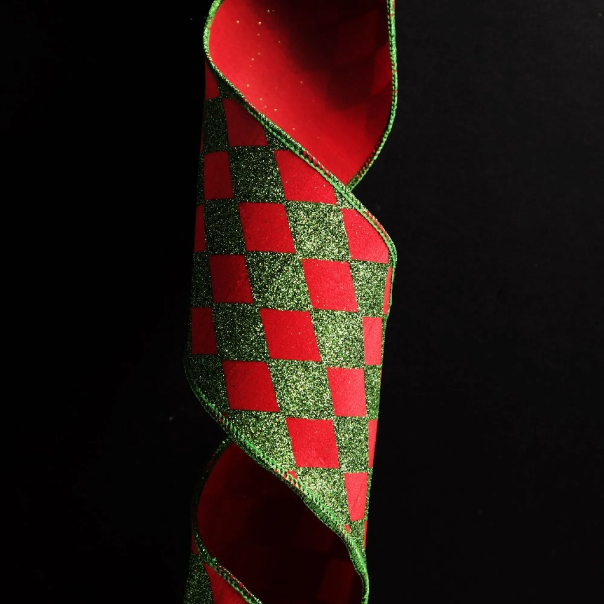Red and Green Harlequin Pattern Christmas Ribbon Garland Discount
