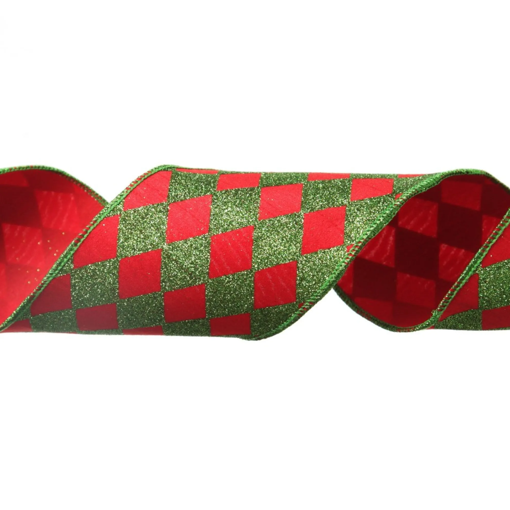 Red and Green Harlequin Pattern Christmas Ribbon Garland Discount