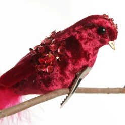 Red and Sequin Feather Bird Clip Best