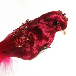 Red and Sequin Feather Bird Clip Best