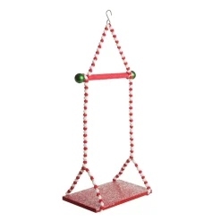 Red and White Bead Christmas Swing Ornament - Single Seat Best