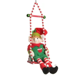 Red and White Bead Christmas Swing Ornament - Single Seat Best