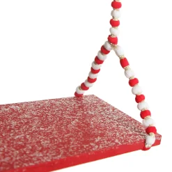 Red and White Bead Christmas Swing Ornament - Single Seat Best