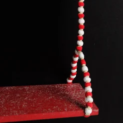 Red and White Bead Christmas Swing Ornament - Single Seat Best