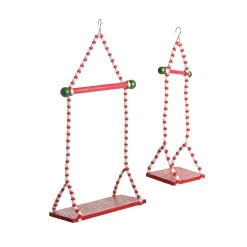 Red and White Bead Christmas Swing Ornament - Double Seat Hot