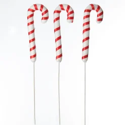 Red and White Candy Cane Pick - Pack of 3 Hot