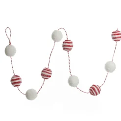 Red and White Candy Cane Stripe Ball Garland Fashion