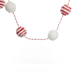 Red and White Candy Cane Stripe Ball Garland Fashion