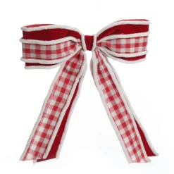 Red and White Check Christmas Bow with Fur Trim Best