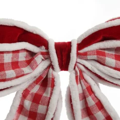 Red and White Check Christmas Bow with Fur Trim Best