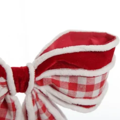 Red and White Check Christmas Bow with Fur Trim Best