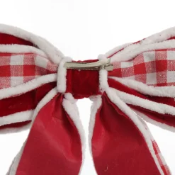 Red and White Check Christmas Bow with Fur Trim Best