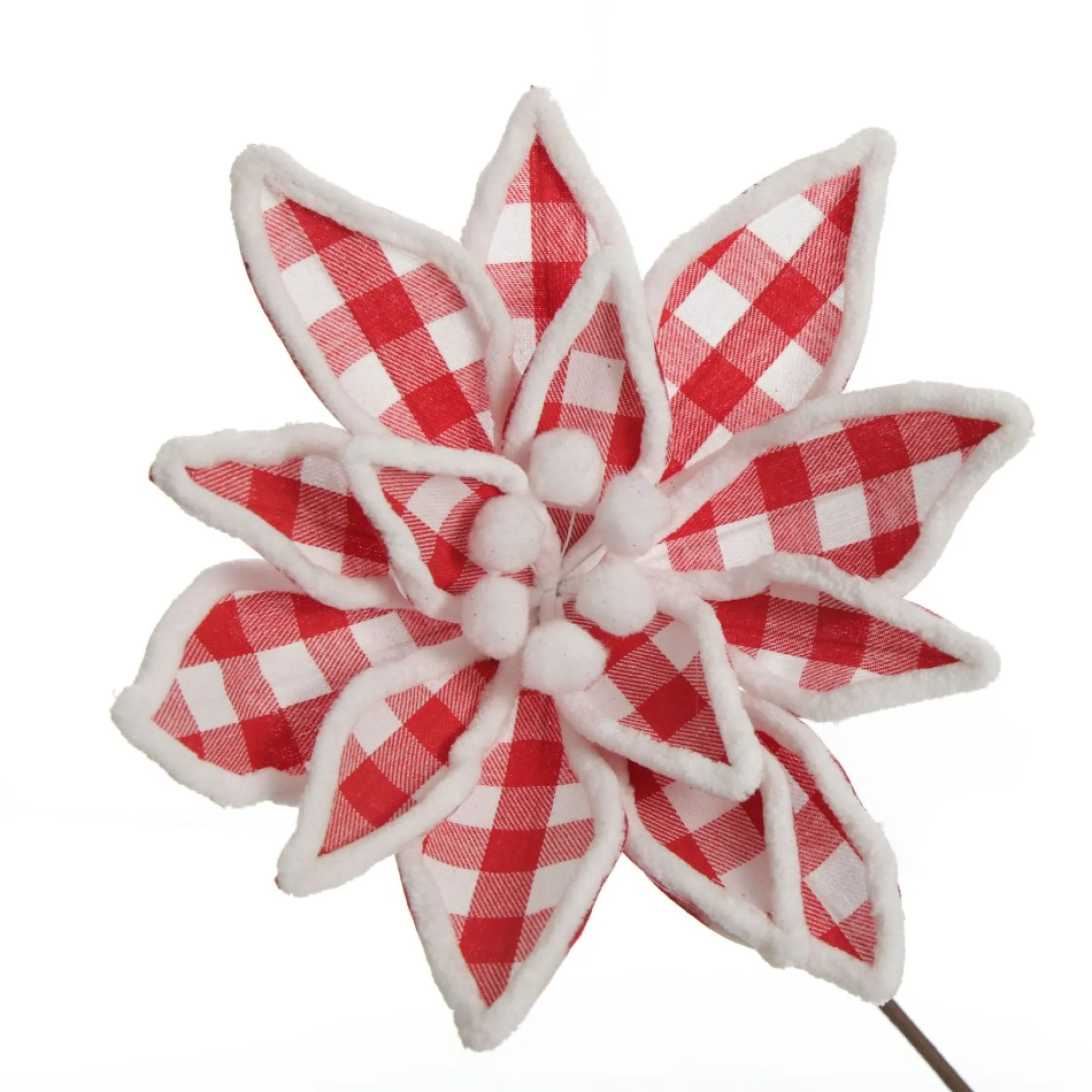 Red and White Check Flower Stem with Fur Trim Best