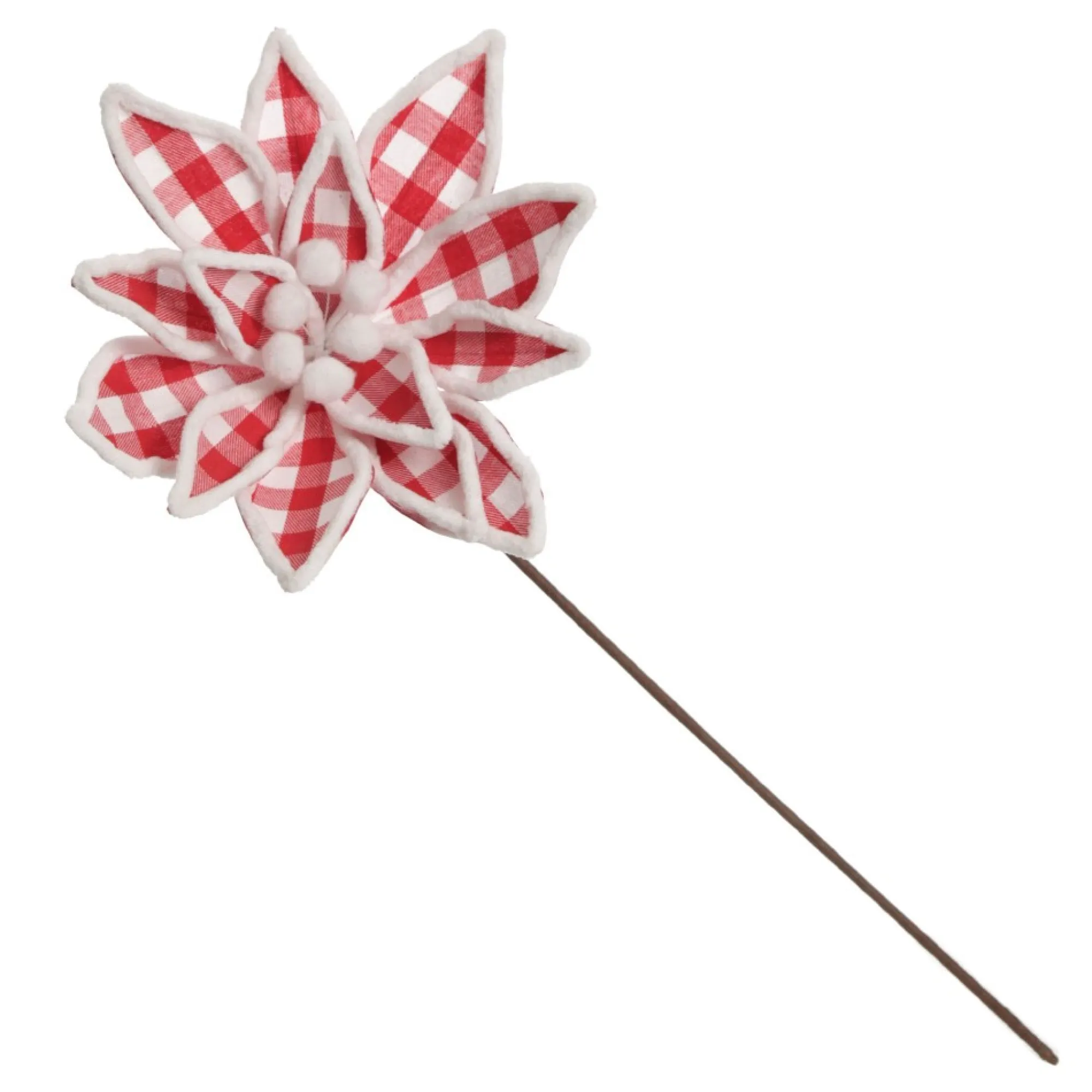 Red and White Check Flower Stem with Fur Trim Best