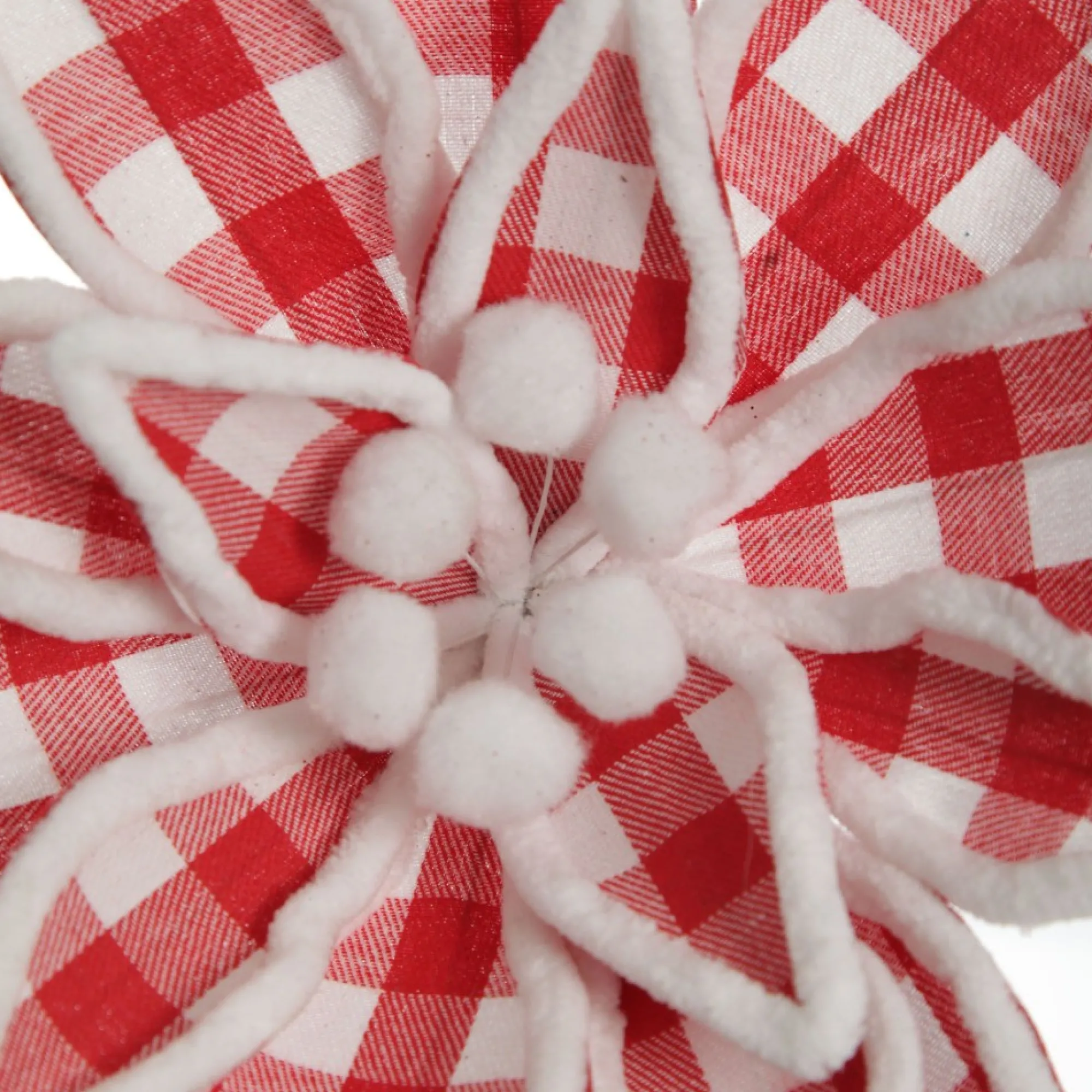 Red and White Check Flower Stem with Fur Trim Best