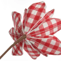 Red and White Check Flower Stem with Fur Trim Best