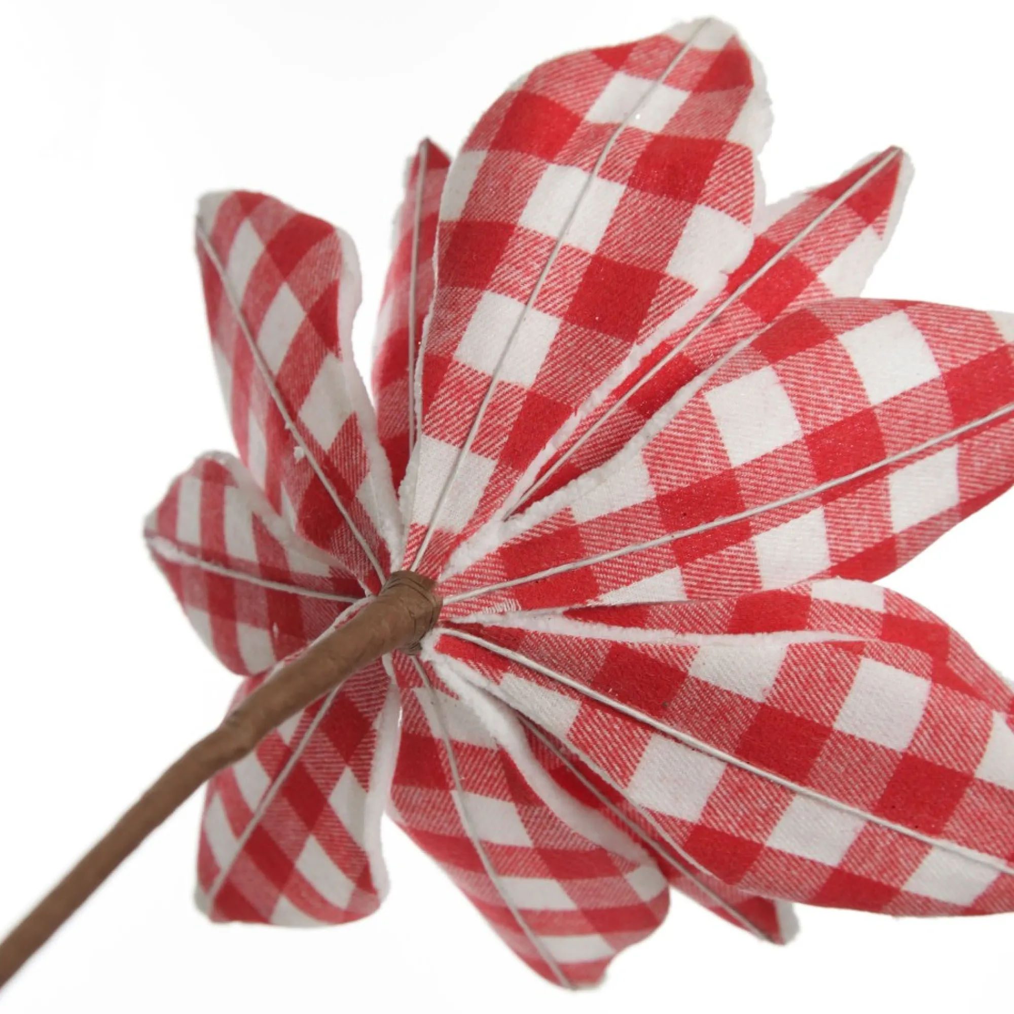 Red and White Check Flower Stem with Fur Trim Best