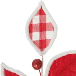 Red and White Check Leaf Spray with Fur Trim Best Sale
