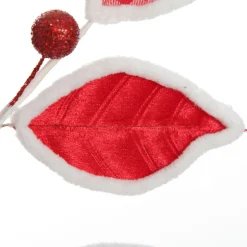 Red and White Check Leaf Spray with Fur Trim Best Sale