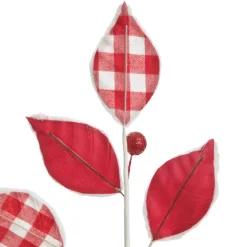Red and White Check Leaf Spray with Fur Trim Best Sale