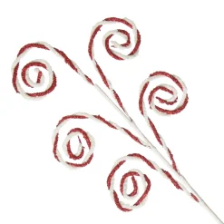 Red and White Chenille Stick Candy Cane Christmas Pick Store