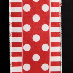 Red and White Dots and Stripe Candy Cane Christmas Ribbon - 6.5cm Fashion